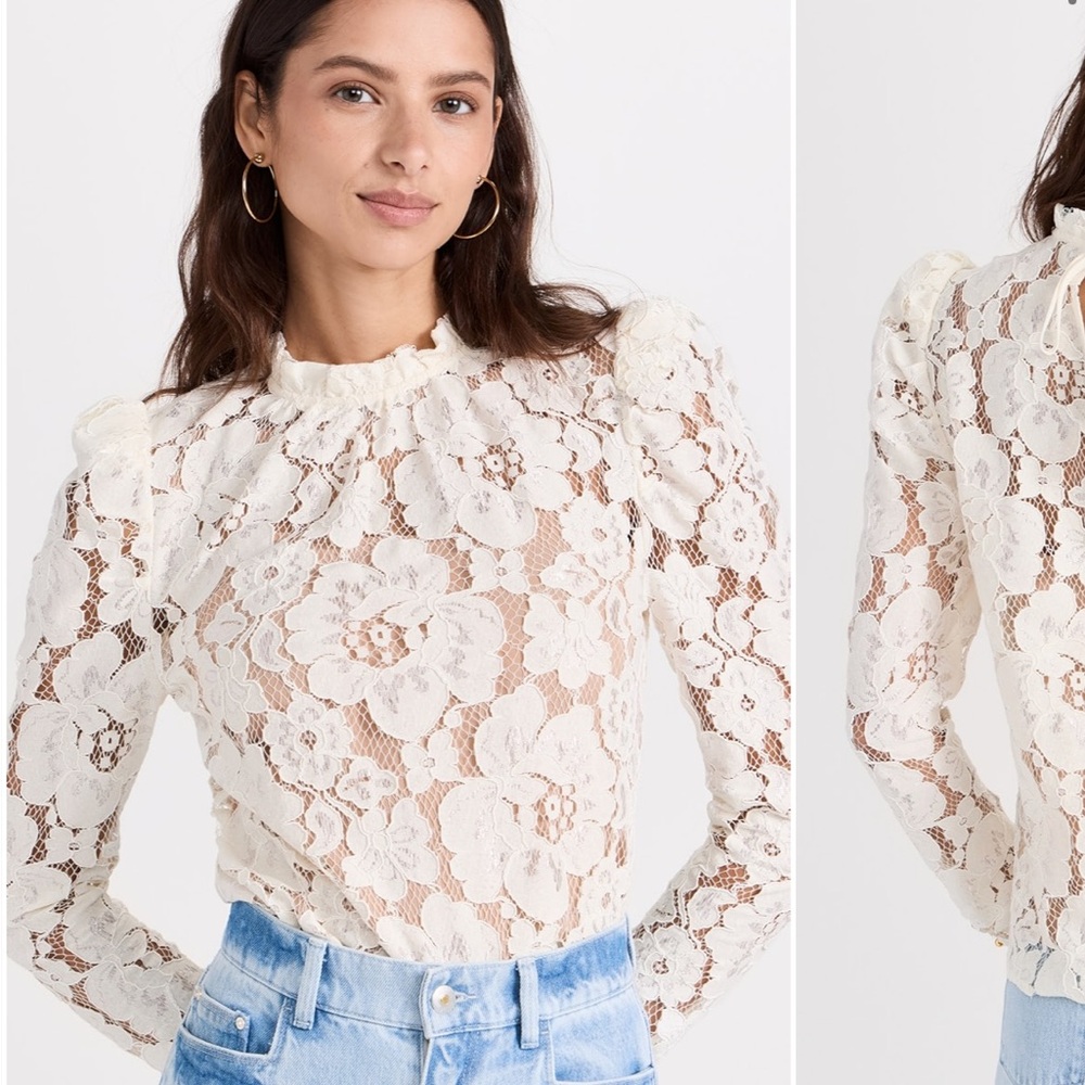 Wayf Elegant Cream Lace Women's Top